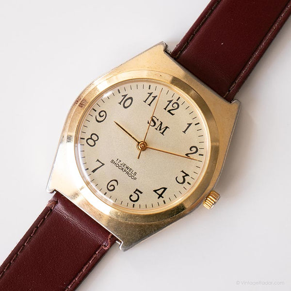 Luxe SM vintage Gold-Tone montre | 17 Jewels mécaniques montre