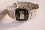 Casio 593 A163W Alarm Chronograph 34 mm silbertoner Quarz Uhr