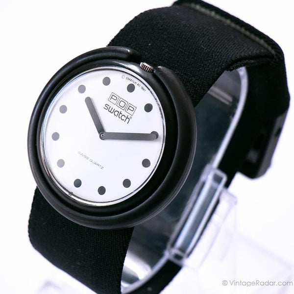 1987 Swatch POP PWBB001 Jet Black Watch | نادر من الثمانينيات من القرن العشرين Swatch