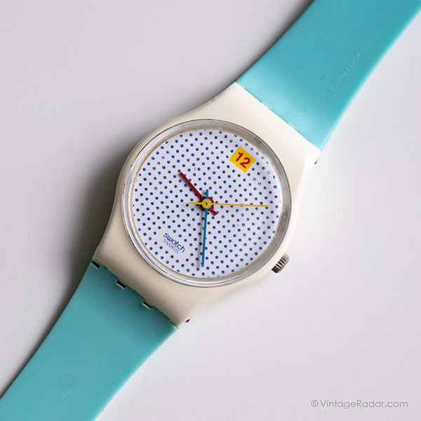 1985 Swatch LW104 gepunktete Schweizer Uhr | Seltener Jahrgang Swatch Lady