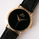 Vintage Jean Larive Mechanical Watch | Minimalist Black Watch for Her
