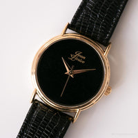 Jean Larive vintage mecánico reloj | Negro minimalista reloj para ella