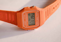 Orange Casio F-91W Alarm Chronograph WR Quarz Uhr