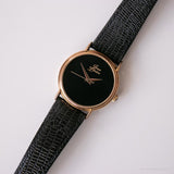 Jean Larive vintage Swiss Mechanical reloj | Dial negro reloj para ella