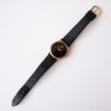 Vintage Jean Larive Swiss Mécanique montre | Cadran noir montre pour elle
