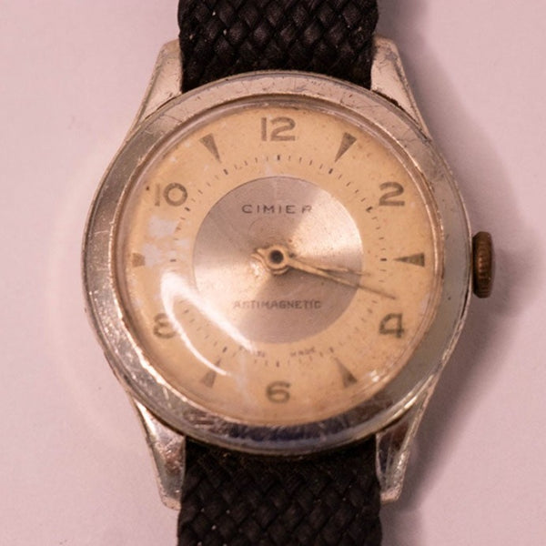 Vintage cimier antimagnético militar suizo reloj Para piezas y reparación, no funciona