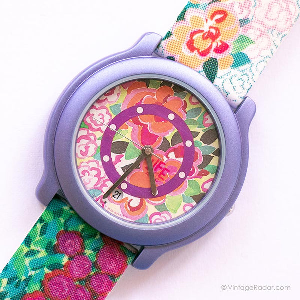 Rosas coloridas vintage damas vida de adec reloj | Cuarzo de Japón Floral reloj
