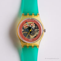 خمر 1988 Swatch LK114 Disque Rouge Watch | الاتصال الهاتفي الهيكل العظمي Swatch