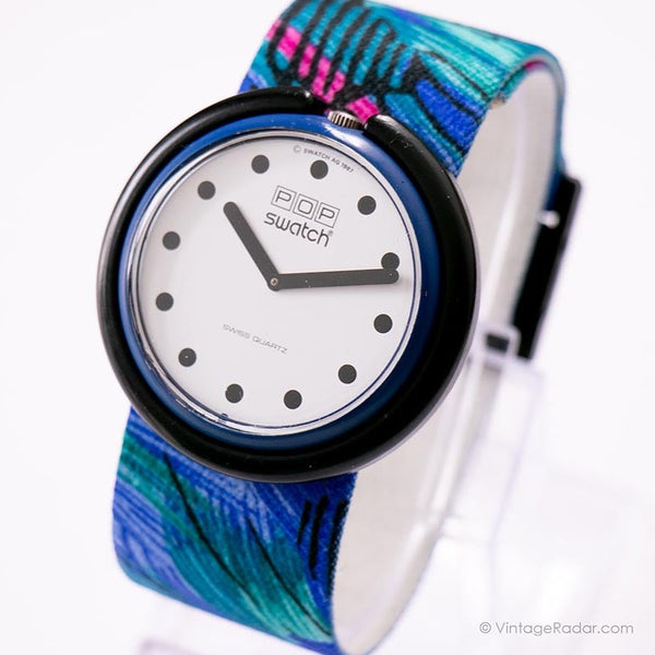 1987 Pop Swatch BS001 Recco Blue Ribbon Uhr | Seltener Pop Swatch 80er Jahre