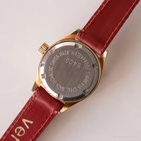 ساعة خمر كاندينو ميكانيكية | حزام أحمر مراقبة صغيرة لها