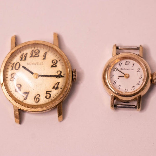 2 Caravelle by Bulova Swiss Watches for Parts & Repair - NOT WORKING