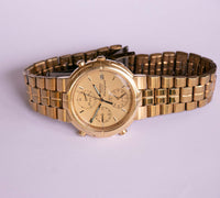 Placcato oro Seiko 7T32-6a00 allarme chronograph Guarda Vintage