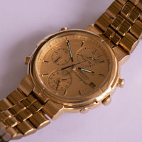 Plaqué or Seiko Alarme 7T32-6A00 chronograph montre Ancien