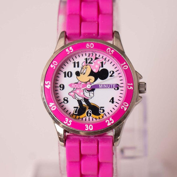 Rosa vintage Minnie Mouse reloj por Accutime | Antiguo Disney reloj