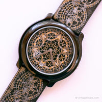 Mandala noir vintage ADEC montre | Psychédélique bohème montre