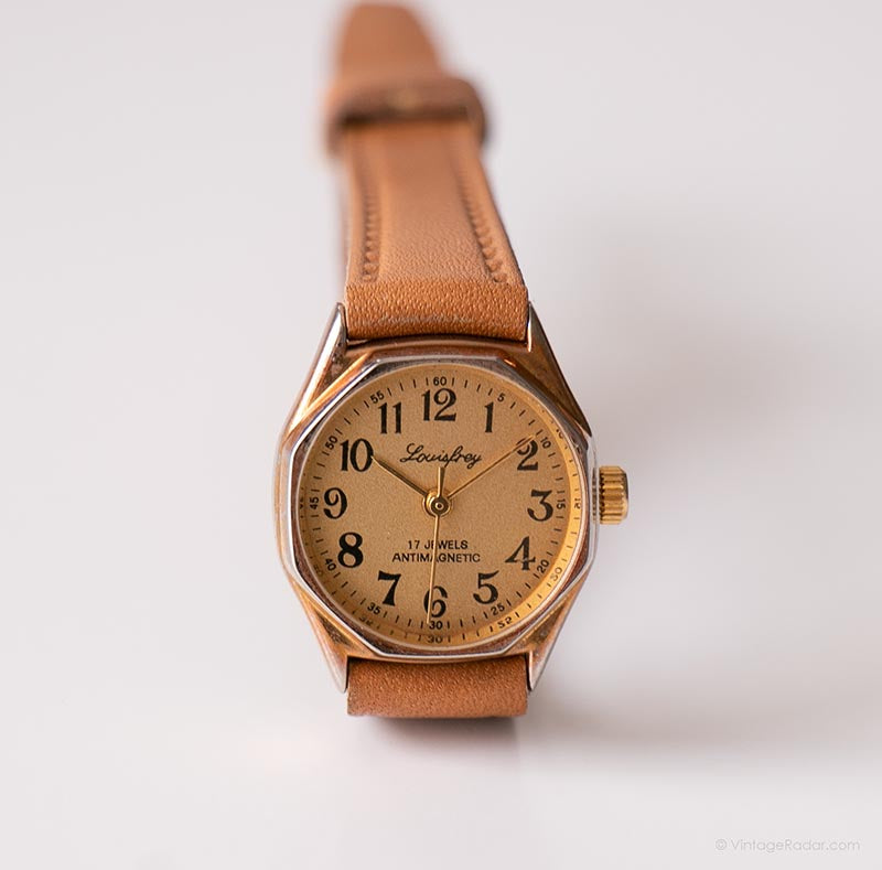 Montre Mécanique Vintage Louisfrey Femme 17 Rubis Antimagnétique - Boîtier Doré, Sans Bracelet