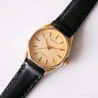 Vintage Oppida Mechanical Uhr | Gold-Ton Uhr mit schwarzem Riemen