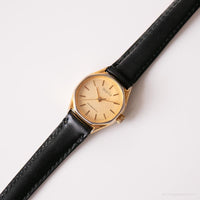 Vintage Oppida Mechanical Uhr | Gold-Ton Uhr mit schwarzem Riemen