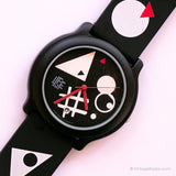 Geometrische schwarze ADEC Uhr | Fun Retro-Vintage Japan Quarz Uhr