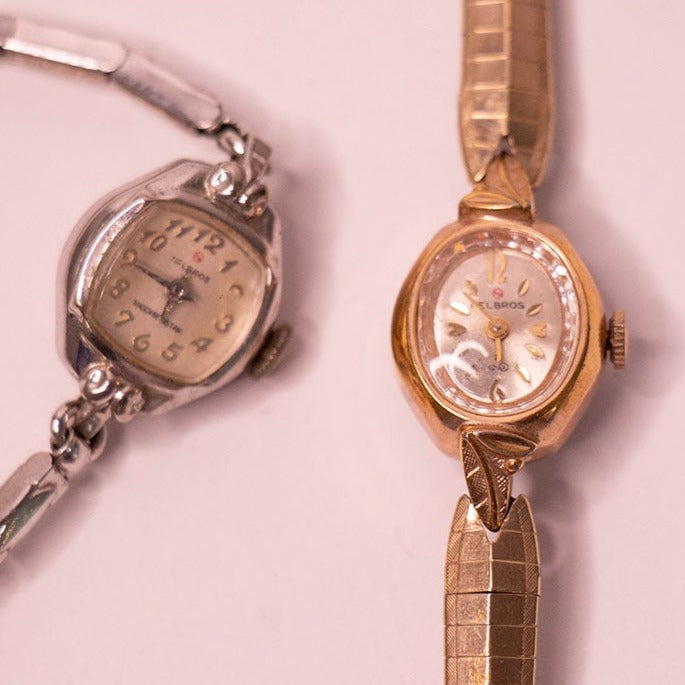 17 and 21 Jewels Helbros Art Deco Watches for Parts & Repair