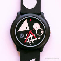 Orologio Adec nero geometrico | Divertente orologio da quarzo giapponese retro-vintage