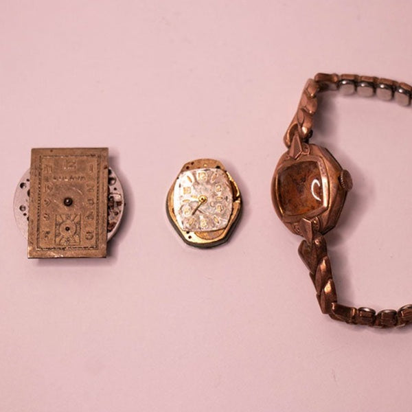 3 Vintage Bulova Mechanisch Uhr Bewegungen für Teile & Reparaturen - nicht funktionieren