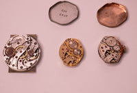 3 vintage Bulova Movimenti di orologi meccanici per parti e riparazioni - non funziona