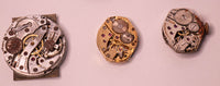 3 Vintage Bulova Mecánico reloj Movimientos para piezas y reparación: no funciona