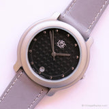 ADEC à cadran noir minimaliste vintage montre avec sangle en cuir gris