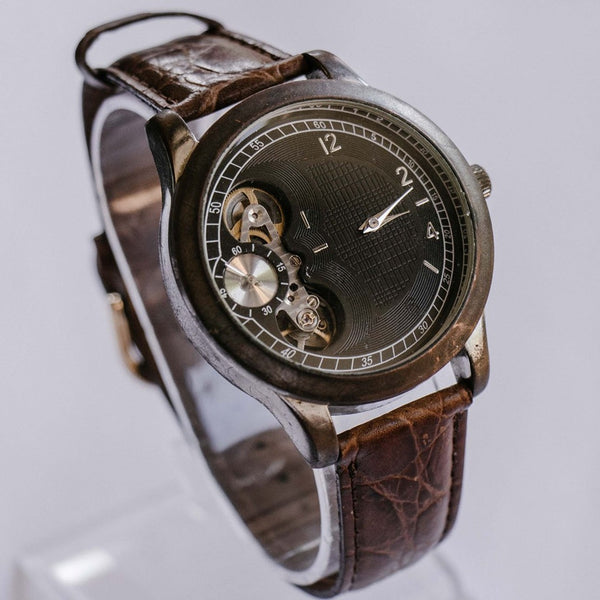 Schwarzes Zifferblatt Skelett Uhr Für Männer | Vintage Automatische Uhren