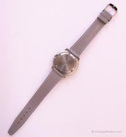 Orologio Adec nera minimalista vintage con cinturino in pelle grigia