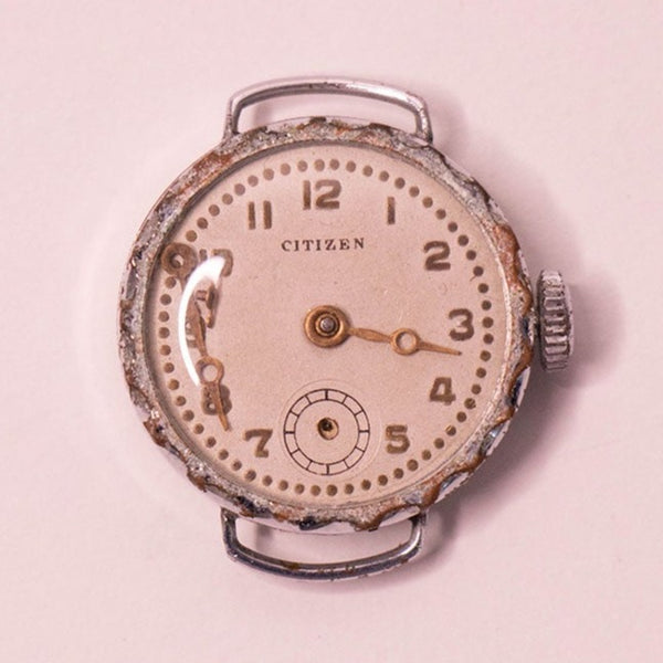 Antiguo Citizen Art deco mecánico japonés reloj Para piezas y reparación, no funciona