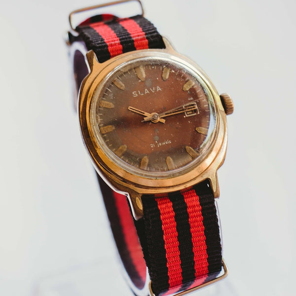 Slava 21 bijoux mécanique soviétique montre | Or URSS vintage des années 80 montre