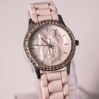 35mm Silver-tone Minnie Mouse Quartz Watch for Women with Gemstones
