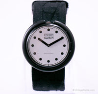 1987 Swatch Pop PWBB001 JET BLACK Watch | Black & White Pop Swatch 80s