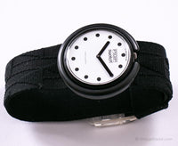 1987 Swatch Pop PWBB001 JET BLACK Watch | Black & White Pop Swatch 80s
