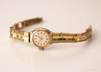 Vintage Swiss Mechanical Uhr | Winziges weißes Zifferblatt Gold-Ton Uhr