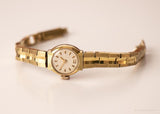 Vintage Swiss Mechanical Uhr | Winziges weißes Zifferblatt Gold-Ton Uhr