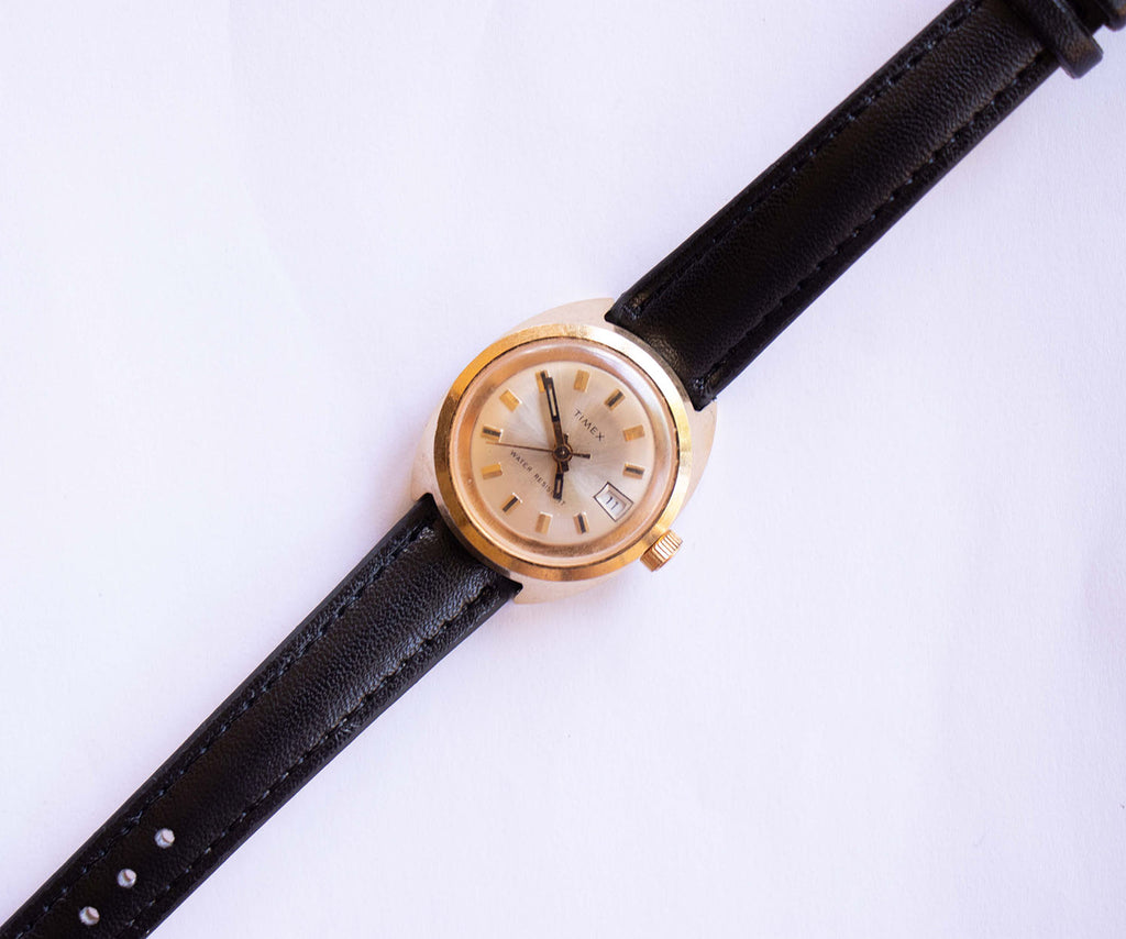 Gold Tone Mechanical Timex Watch 80s Vintage Timex Watches Vintage