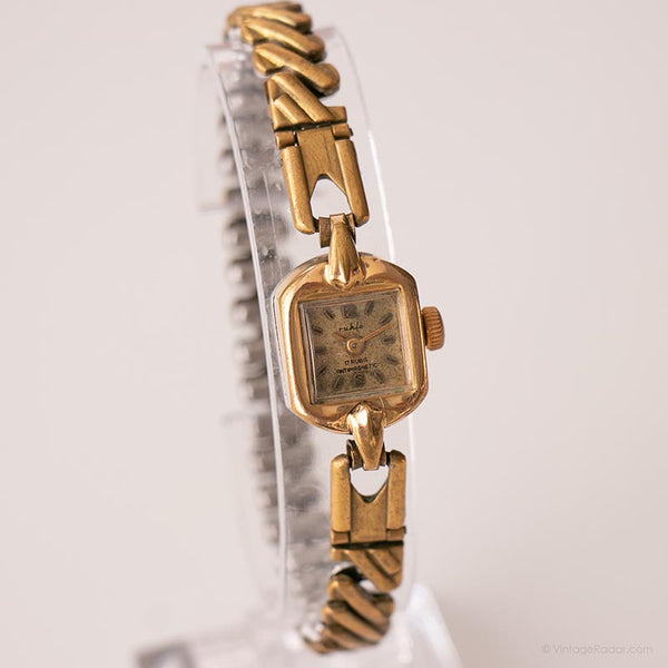 Vintage Ruhla Mechanical Watch | Rectangular Gold-tone Watch for Her