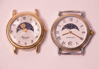 2 Ronica and Mirexal Moon Phase Quartz Watches for Parts & Repair - NOT WORKING