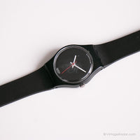 خمر 1987 Swatch LB114 Black Pearl Watch | نادر 80s أسود Swatch