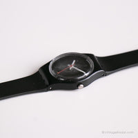 خمر 1987 Swatch LB114 Black Pearl Watch | نادر 80s أسود Swatch
