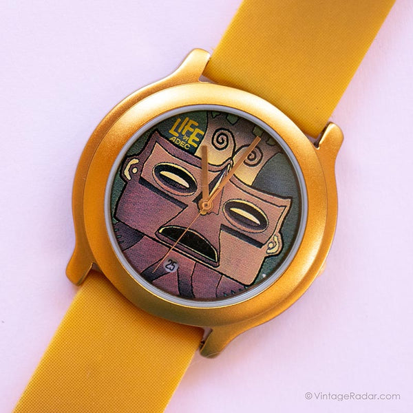 Vida de dibujos animados vintage de Adec reloj | Cuarzo de Japón de tono de oro reloj por Citizen