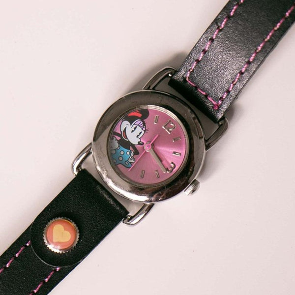 Diminuto Seiko Rosado Minnie Mouse reloj | Dial rosa vintage Minnie Mouse Reloj de pulsera