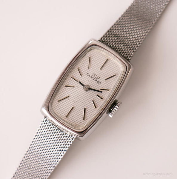 Vintage Glycine Mechanical Uhr | Schweizer rechteckiges Silberfarben Uhr