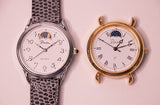 2 Piranha Moon Phase Quartz Watches for Parts & Repair - NOT WORKING