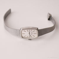 Vintage Glycine Mechanical Watch | Swiss Rectangular Silver-tone Watch