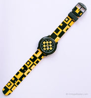Vintage Black and Yellow Checked Life by Adec Watch | Japan Quartz Watch