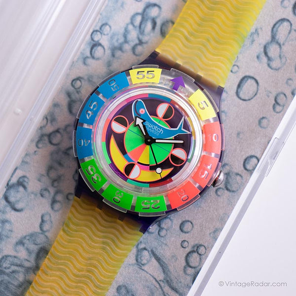 Mint 1994 Swatch SDV101 roue chromatique montre | Les années 90 sont colorées Swatch Scuba